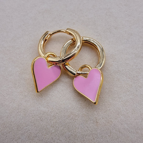 Pendientes Corazones Alegres Rosa