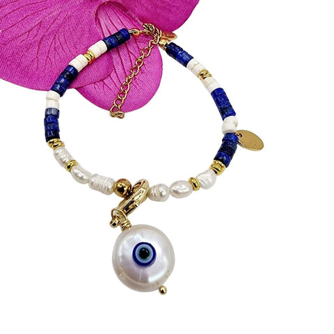 Pulsera Lapislázuli con Perlas